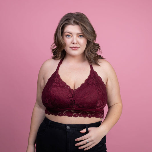 Busty model wearing a Lace bralette from JadyK Boutique in Mount Juliet, TN