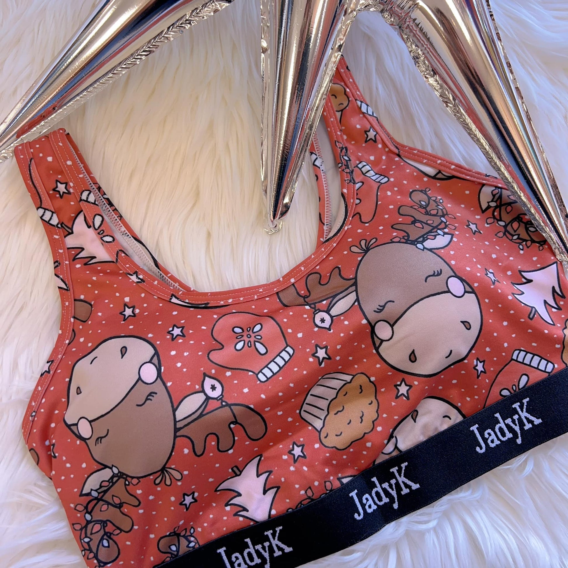 Arya Christmas Print Sport Bralette By JadyK